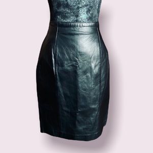 Vintage Evan Davies Black Lambskin Pencil Skirt